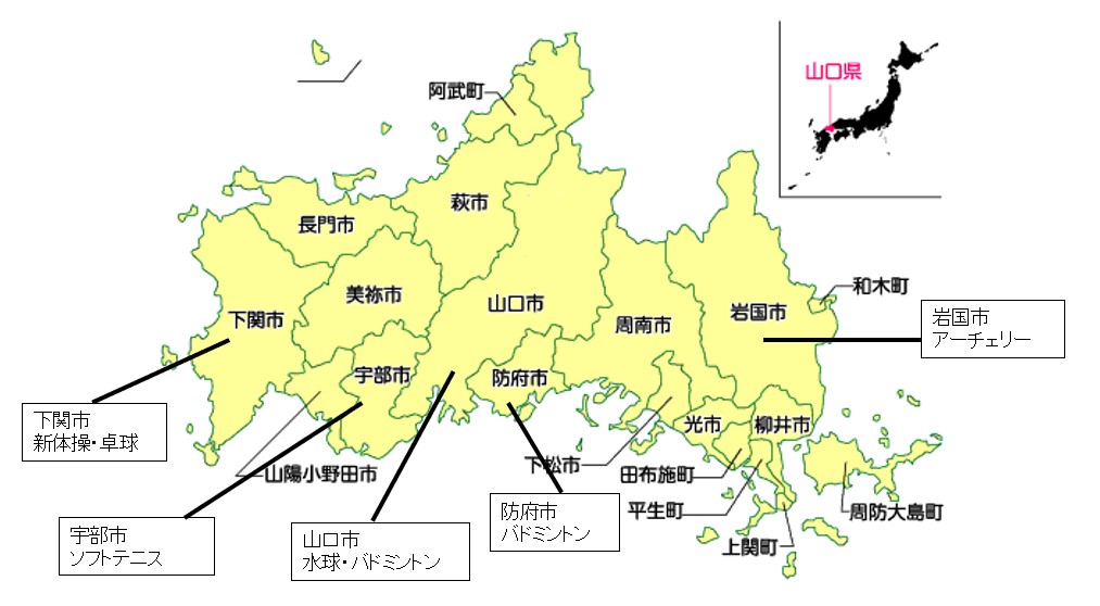 本県開催6競技の会場地一覧です