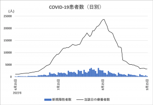 療養者数と陽性者数（7波）