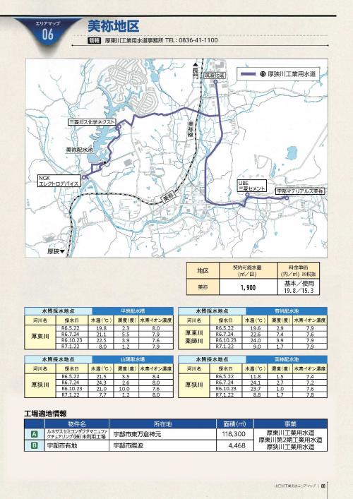 工業用水エリアマップ美祢