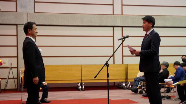 積水ハウス山口支店中西副支店長の決意表明の写真