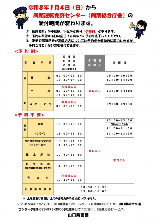 令和８年１月４日からの受付時間