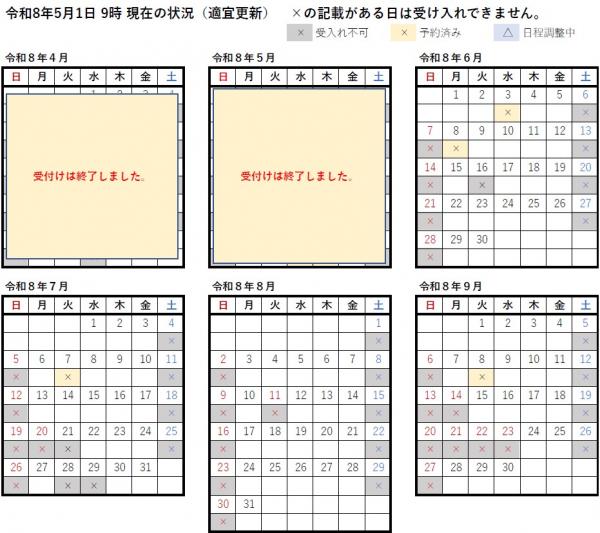受入れカレンダー上半期