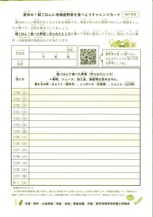 朝ごはんチャレンジ台紙