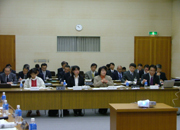 審査の状況と参考人の皆さま（左から、山本、宮原、鷲見、林各参考人の皆さま方）の画像
