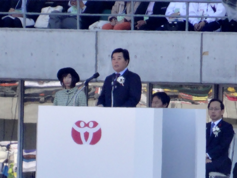 ねんりんピックおいでませ山口　総合開会式において歓迎の言葉を述べる畑原議長