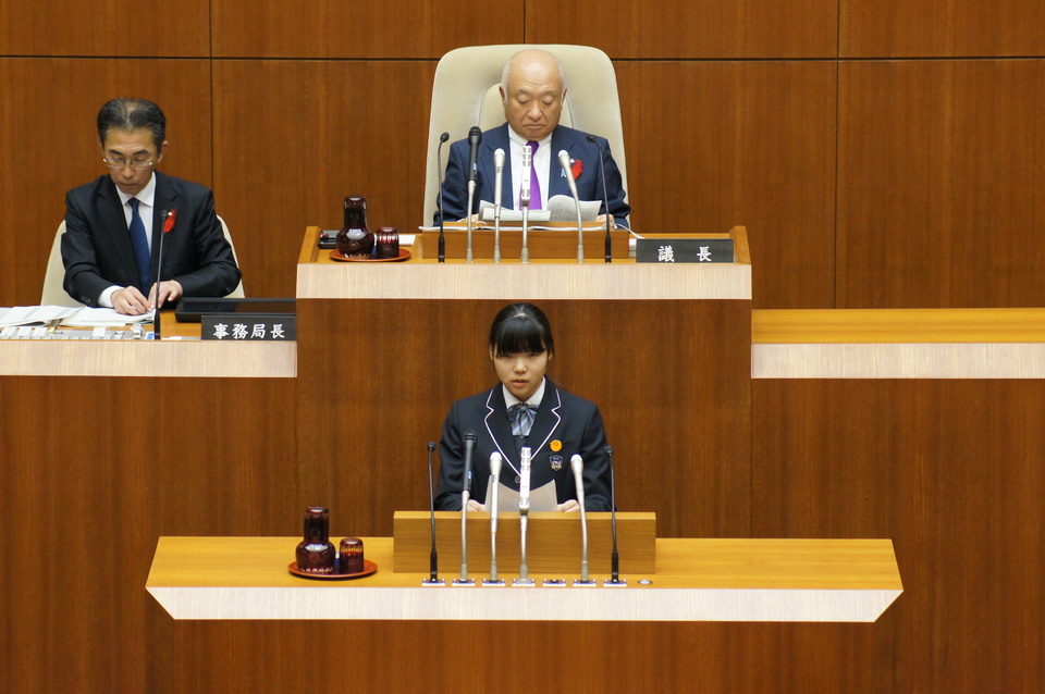 第5回やまぐち高校生県議会（質問時）