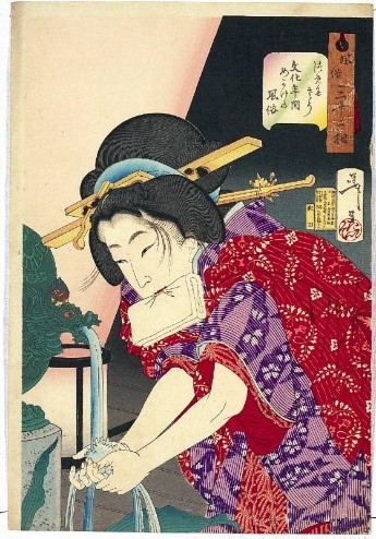 月岡芳年「風俗三十二相　つめたさう　文化年間めかけの風俗」の画像