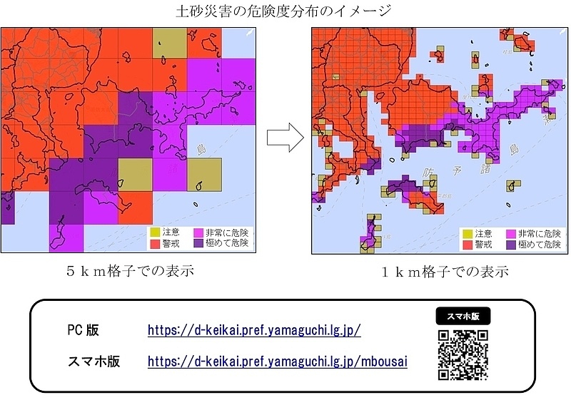 土砂災害の危険度分布のイメージの画像